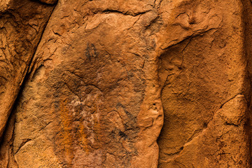 Rock Paintings in Inca Cueva clsoe to Humahuaca in Jujuy Province, north of Argentina