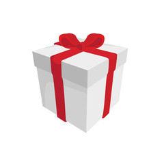 Raster drawing of a white gift box with a red ribbon