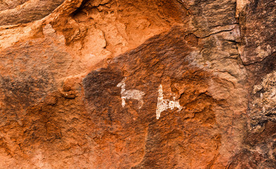 Rock Paintings in Inca Cueva clsoe to Humahuaca in Jujuy Province, north of Argentina