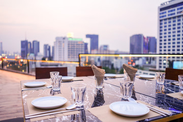luxury private dinner rooftop in Bangkok, Thailand
