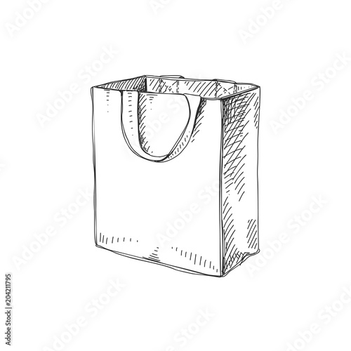 "Beautiful vector hand drawn shopping bag Illustration" Stock image and