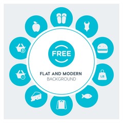 food, clothes, shopping Infographic Circle fill Icons Set. Contains such Icons as  business,  website,  elements,  background,  pattern,  banner,  slider, fish and more. Fully Editable. Pixel Perfect