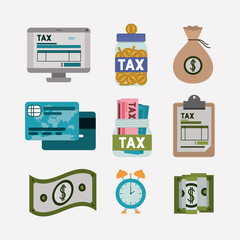 tax time set icons vector illustration design