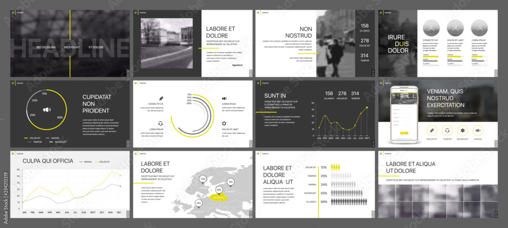 Canvas Prints yellow presentation templates elements on a white background. vector infographics. use in presentati