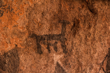 Rock Paintings in Inca Cueva clsoe to Humahuaca in Jujuy Province, north of Argentina