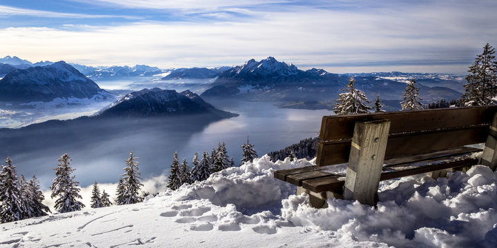 Winter and snow in mountains