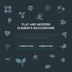 health, science, nature fill vector icons and elements background concept on dark background.Multipurpose use on websites, presentations, brochures and more