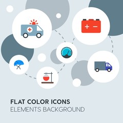transports, science, sports flat vector icons and elements background with circle bubbles networks.Multipurpose use on websites, presentations, brochures and more