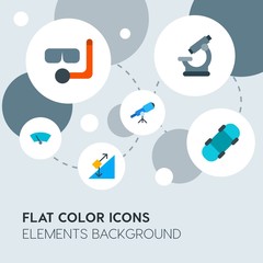 transports, science, sports flat vector icons and elements background with circle bubbles networks.Multipurpose use on websites, presentations, brochures and more