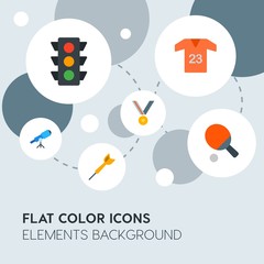 transports, science, sports flat vector icons and elements background with circle bubbles networks.Multipurpose use on websites, presentations, brochures and more