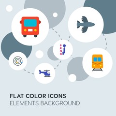 transports, science, sports flat vector icons and elements background with circle bubbles networks.Multipurpose use on websites, presentations, brochures and more