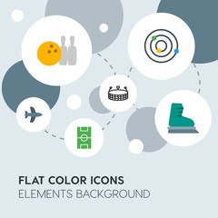 transports, science, sports flat vector icons and elements background with circle bubbles networks.Multipurpose use on websites, presentations, brochures and more