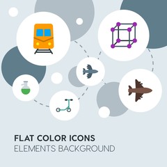 transports, science, sports flat vector icons and elements background with circle bubbles networks.Multipurpose use on websites, presentations, brochures and more
