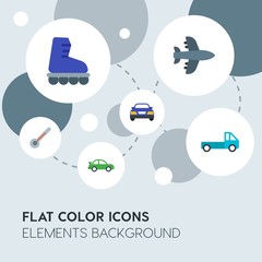 transports, science, sports flat vector icons and elements background with circle bubbles networks.Multipurpose use on websites, presentations, brochures and more