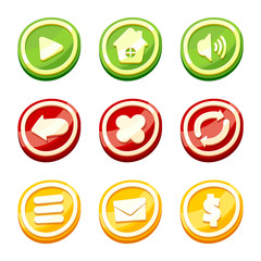 Cartoon ui buttons set