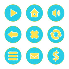 Cartoon ui buttons set