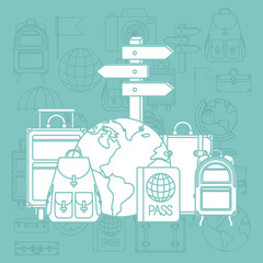travel around the world set icons vector illustration design