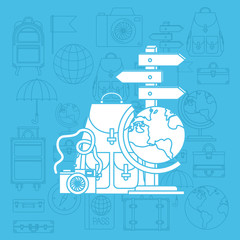 travel around the world set icons vector illustration design