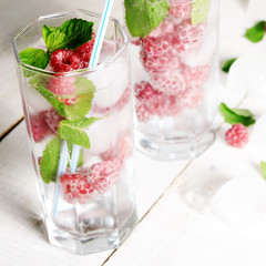 Raspberry Fruit Water with ice