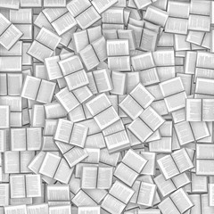 Open books background / 3D illustration of hundreds of open classic works of literature filling image