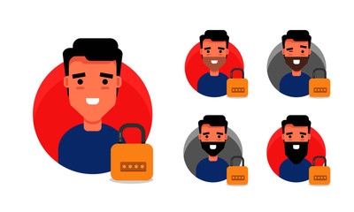 Locked Profile Guy Vector Illustration