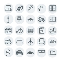 Modern Simple Set of transports, industry, furniture Vector outline Icons. Contains such Icons as  construction,  interior, window,  couch and more on white background. Fully Editable. Pixel Perfect