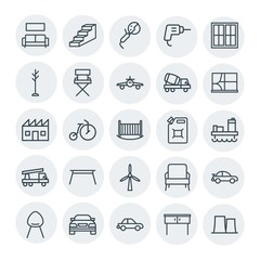 Modern Simple Set of transports, industry, furniture Vector outline Icons. Contains such Icons as  construction,  interior, window,  couch and more on white background. Fully Editable. Pixel Perfect