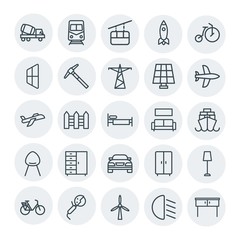 Modern Simple Set of transports, industry, furniture Vector outline Icons. Contains such Icons as  bright,  equipment,  industry,  office and more on white background. Fully Editable. Pixel Perfect