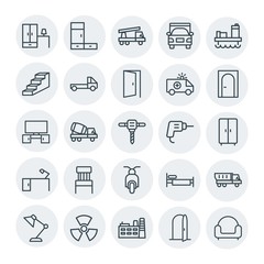 Modern Simple Set of transports, industry, furniture Vector outline Icons. Contains such Icons as  construction,  delivery, construction, up and more on white background. Fully Editable. Pixel Perfect