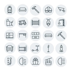 Modern Simple Set of transports, industry, furniture Vector outline Icons. Contains such Icons as  transport, tram,  couch,  worker,  hanger and more on white background. Fully Editable. Pixel Perfect