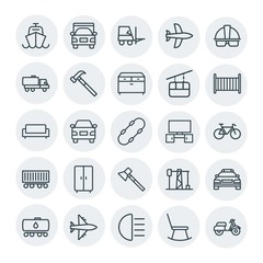 Modern Simple Set of transports, industry, furniture Vector outline Icons. Contains such Icons as  vessel,  speed, gas,  tank, aircraft, car and more on white background. Fully Editable. Pixel Perfect