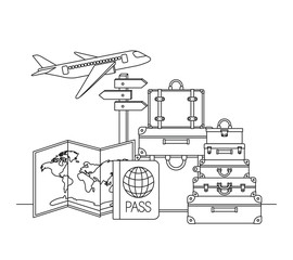 travel around the world set icons vector illustration design