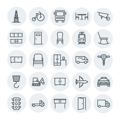 Modern Simple Set of transports, industry, furniture Vector outline Icons. Contains such Icons as  business,  emergency,  office,  work, car and more on white background. Fully Editable. Pixel Perfect