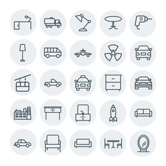 Modern Simple Set of transports, industry, furniture Vector outline Icons. Contains such Icons as  modern,  dining, frame,  tanker, table and more on white background. Fully Editable. Pixel Perfect