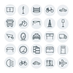 Modern Simple Set of transports, industry, furniture Vector outline Icons. Contains such Icons as  door, bed, aircraft,  architecture, car and more on white background. Fully Editable. Pixel Perfect