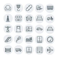 Modern Simple Set of transports, industry, furniture Vector outline Icons. Contains such Icons as  delivery, skateboard,  building, aircraft and more on white background. Fully Editable. Pixel Perfect