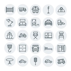 Modern Simple Set of transports, industry, furniture Vector outline Icons. Contains such Icons as  single,  open,  side,  car,  safety, car and more on white background. Fully Editable. Pixel Perfect
