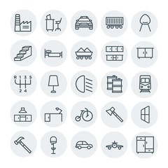 Modern Simple Set of transports, industry, furniture Vector outline Icons. Contains such Icons as car,  clothes,  travel,  work,  light, bar and more on white background. Fully Editable. Pixel Perfect