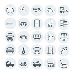 Modern Simple Set of transports, industry, furniture Vector outline Icons. Contains such Icons as  concrete, construction,  view,  hammer and more on white background. Fully Editable. Pixel Perfect