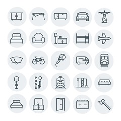 Modern Simple Set of transports, industry, furniture Vector outline Icons. Contains such Icons as gas, axe,  industry,  industrial,  battery and more on white background. Fully Editable. Pixel Perfect