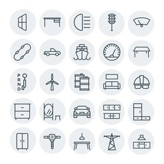 Modern Simple Set of transports, industry, furniture Vector outline Icons. Contains such Icons as  light,  wiper,  interior,  board,  glass and more on white background. Fully Editable. Pixel Perfect