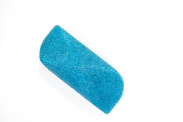 Blue pumice stone on white background