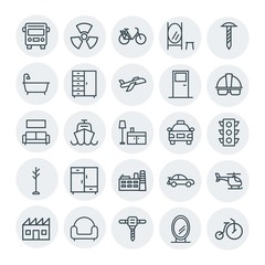 Modern Simple Set of transports, industry, furniture Vector outline Icons. Contains such Icons as  public transport,  sign, helicopter,  sea and more on white background. Fully Editable. Pixel Perfect