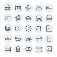 Modern Simple Set of transports, industry, furniture Vector outline Icons. Contains such Icons as  home,  wooden,  table,  baby,  small, bed and more on white background. Fully Editable. Pixel Perfect