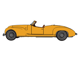 yellow sports car retro vector