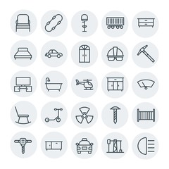 Modern Simple Set of transports, industry, furniture Vector outline Icons. Contains such Icons as bar,  hammer, drill,  clothes,  yellow and more on white background. Fully Editable. Pixel Perfect