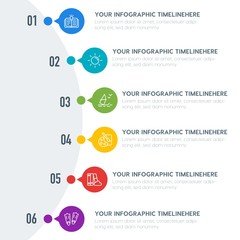 Flat education, travel, kids and toys infographic timeline template with 7 options for presentations, advertising, annual reports