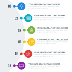 Flat education, travel, kids and toys infographic timeline template with 7 options for presentations, advertising, annual reports