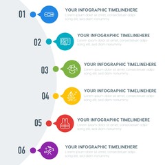 Flat education, travel, kids and toys infographic timeline template with 7 options for presentations, advertising, annual reports