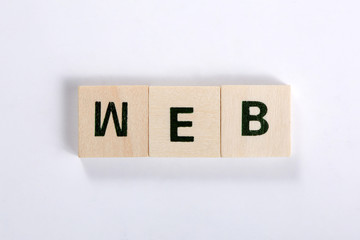 word web made of wooden block isolated on white background